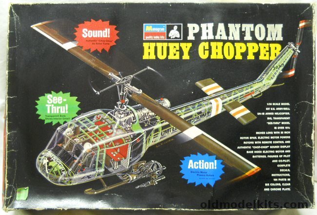 Monogram 1/24 Phantom Huey UH-1B Chopper Motorized with Sound, PA226 plastic model kit